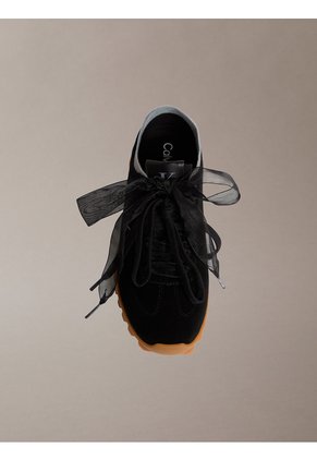 Tenis Negro Runner De Perfil Bajo Con Lazos Calvin Klein