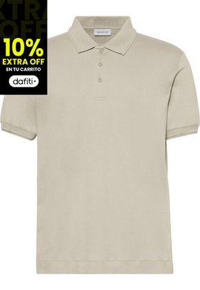 Polo Beige Regular Con Monograma Bordado En Relieve Calvin Klein