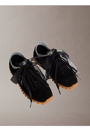Tenis Negro Runner De Perfil Bajo Con Lazos Calvin Klein