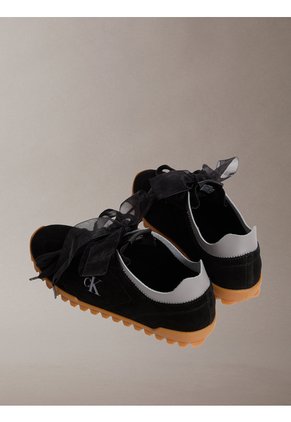 Tenis Negro Runner De Perfil Bajo Con Lazos Calvin Klein