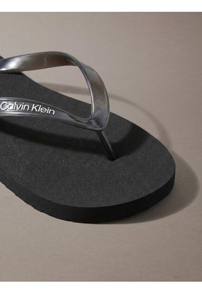 Sandalias Negro Flip Flop En Tono Metálico Calvin Klein