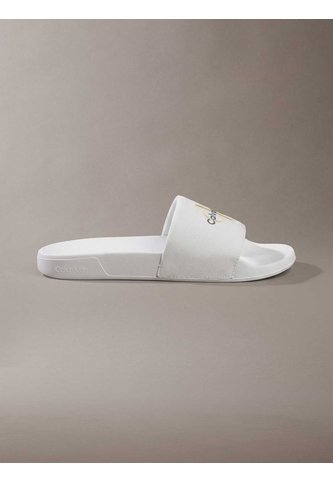Sandalias Blanco Contorneadas De Lona Con Logo Calvin Klein Calvin Klein