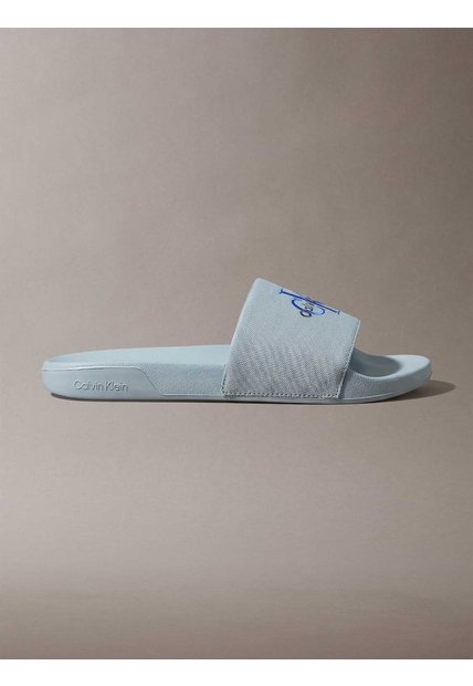 Sandalias Azul Contorneadas De Lona Con Logo Calvin Klein