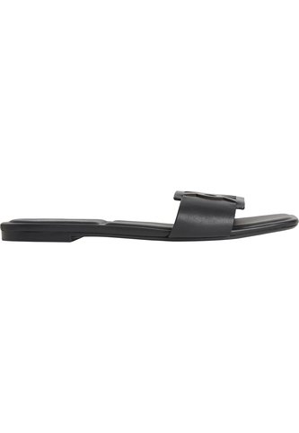 Sandalias Negro Planas Cuadradas Con Emblema Calvin Klein Calvin Klein