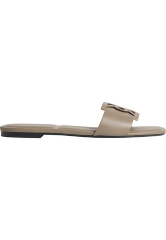 Sandalias Beige Planas Cuadradas Con Emblema Calvin Klein Calvin Klein