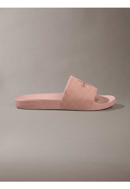 Sandalias Rosa Contorneadas De Lona Con Logo Calvin Klein