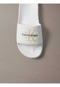 Sandalias Blanco Contorneadas De Lona Con Logo Calvin Klein de Calvin Klein
