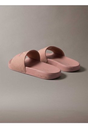 Sandalias Rosa Contorneadas De Lona Con Logo Calvin Klein