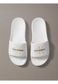 Sandalias Blanco Contorneadas De Lona Con Logo Calvin Klein de Calvin Klein