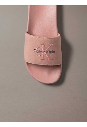Sandalias Rosa Contorneadas De Lona Con Logo Calvin Klein
