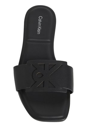 Sandalias Negro Planas Cuadradas Con Emblema Calvin Klein