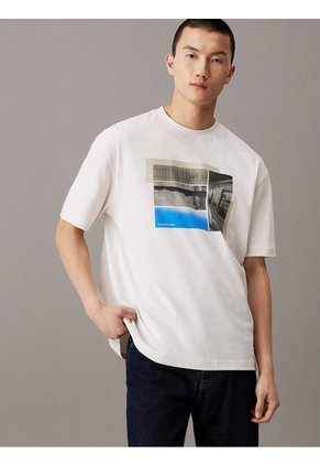 Camiseta Blanca Relaxed Con Estampado Fotográfico Calvin Klein