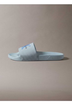 Sandalias Azul Contorneadas De Lona Con Logo Calvin Klein