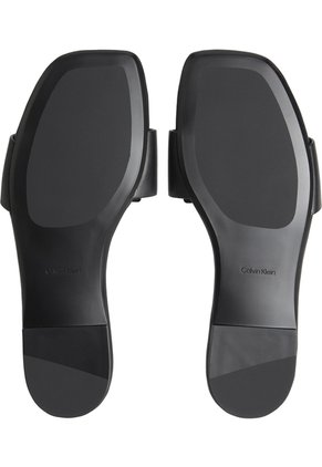 Sandalias Negro Planas Cuadradas Con Emblema Calvin Klein