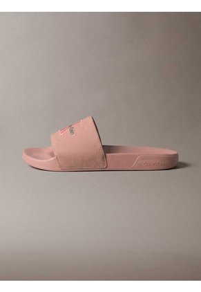 Sandalias Rosa Contorneadas De Lona Con Logo Calvin Klein