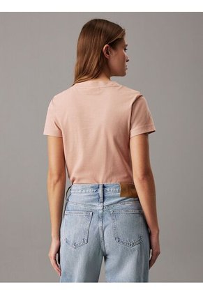 Camiseta Beige Slim Con Logotipo Tonal Calvin Klein