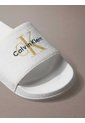 Sandalias Blanco Contorneadas De Lona Con Logo Calvin Klein de Calvin Klein