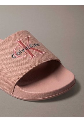 Sandalias Rosa Contorneadas De Lona Con Logo Calvin Klein