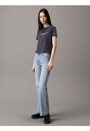 Camiseta Negra Regular Con Logo Institutional Calvin Klein