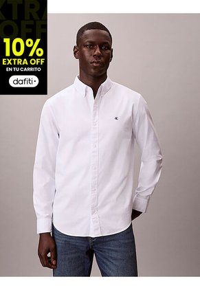 Camisa Blanca Oxford Clásica De Manga Larga Calvin Klein
