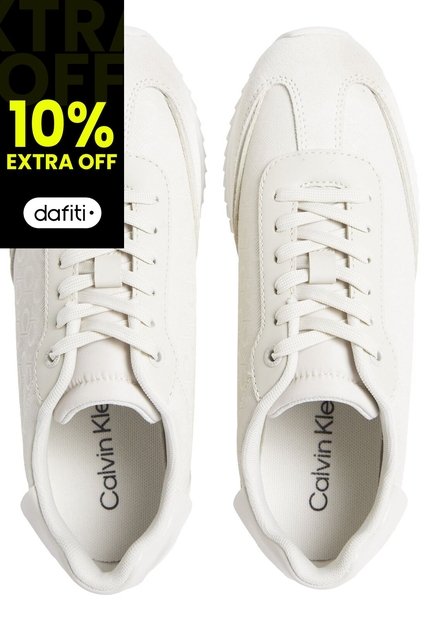 Tenis Blanco Deportivos Runner Con Monograma Calvin Klein