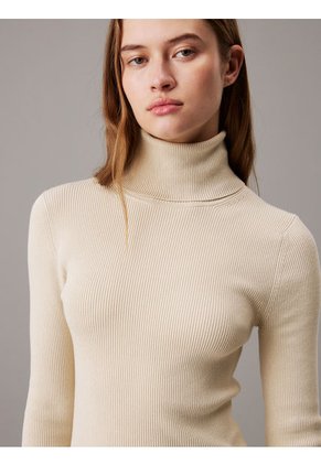 Vestido Gris Tejido Slim De Punto De Canalé De Algodón Calvin Klein