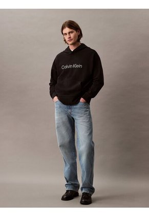 Buzo Negro Con Capota De Felpa Con Logo Estándar Calvin Klein