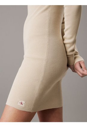 Vestido Gris Tejido Slim De Punto De Canalé De Algodón Calvin Klein