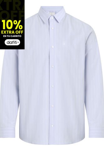 Camisa Azul Poplin Con Multi Rayas Calvin Klein Calvin Klein