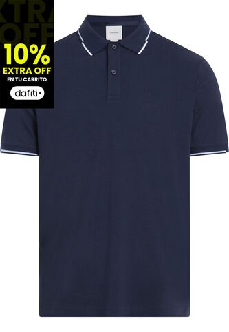 Polo Azul Slim Con Detalle En Bordes Calvin Klein Calvin Klein