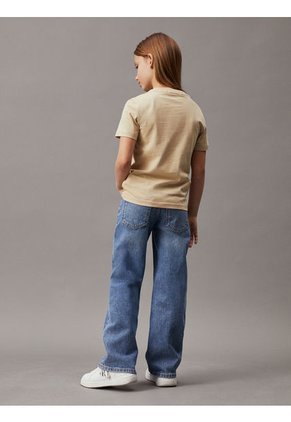 Camiseta Niño Beige Unisex Con Logo Calvin Klein