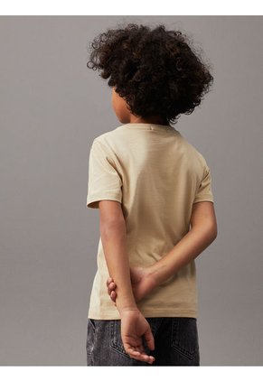 Camiseta Niño Beige Unisex Con Logo Calvin Klein