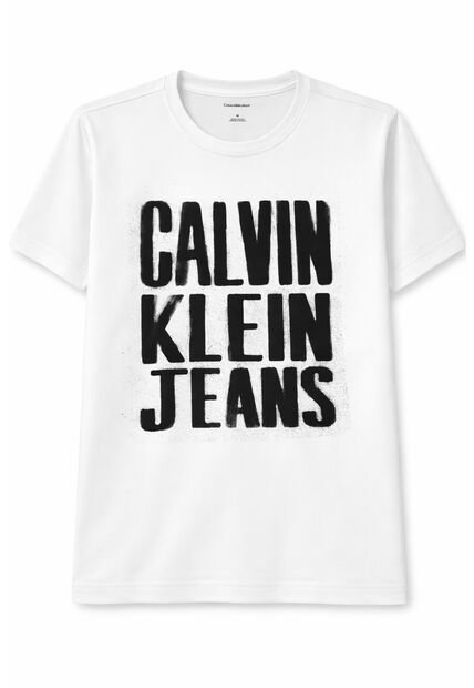 Camiseta Blanca Stacked Graphic Crewnec Calvin Klein