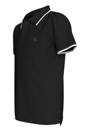 Polo Negro Con Detalle En Bordes Para Niño Calvin Klein