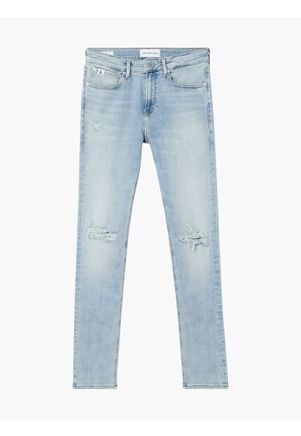 Jeans Celeste Skinny Con Detalles Rasgados Calvin Klein