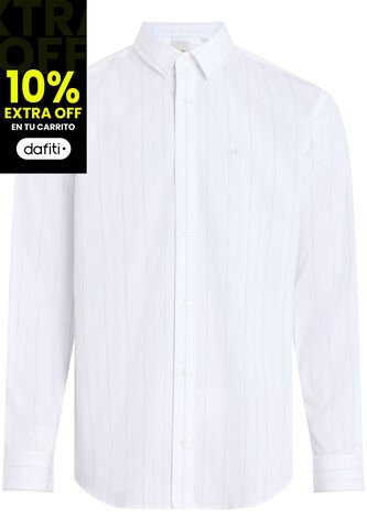 Camisa Blanca Poplin Con Multi Rayas Calvin Klein Calvin Klein