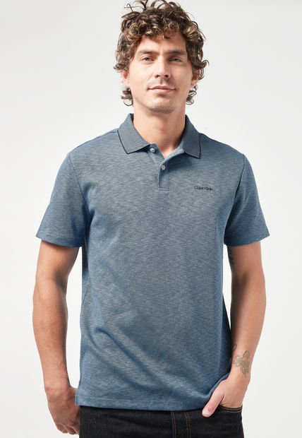 Polo Azul Grisáceo-Negro Calvin Klein