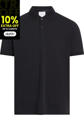 Polo Negro Con Logotipo En El Pliegue De Botones Calvin Klein Calvin Klein