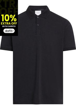 Polo Negro Con Logotipo En El Pliegue De Botones Calvin Klein