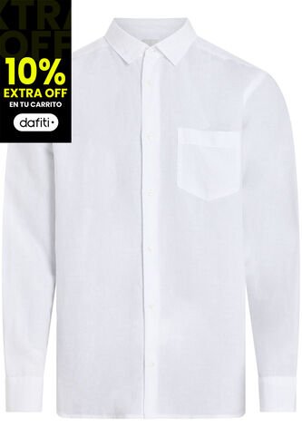 Camisa Blanca De Lino Y Algodón Calvin Klein Calvin Klein
