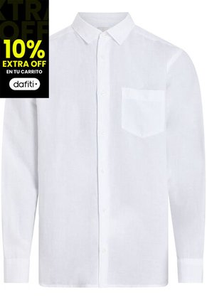 Camisa Blanca De Lino Y Algodón Calvin Klein