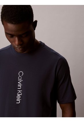 Camiseta Negra Con Gráfico De Logo Vertical Calvin Klein