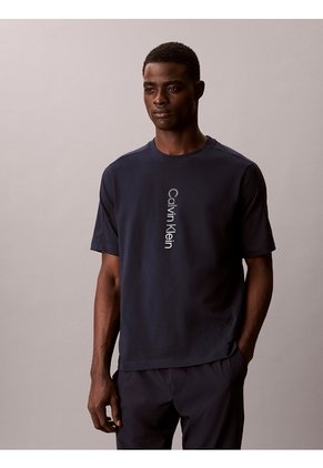 Camiseta Negra Con Gráfico De Logo Vertical Calvin Klein