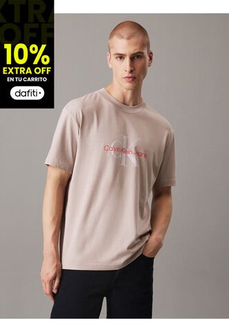Camiseta Beige Con Monograma Calvin Klein Calvin Klein