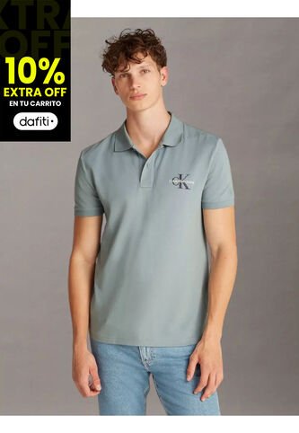 Polo Azul Con Monograma Calvin Klein Calvin Klein