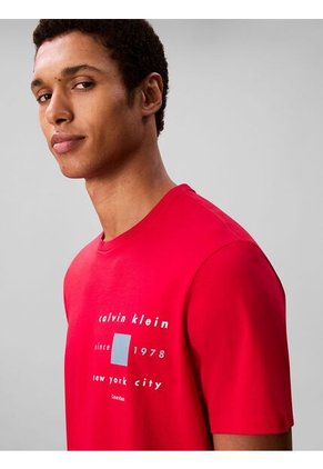 Camiseta Roja Con Estampado Gráfico Red Box New York City Calvin Klein