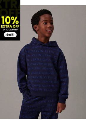 Buzo Azul De Niño Holgado Con Logo Calvin Klein