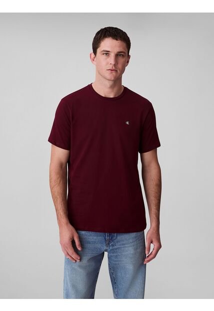 Camiseta Negra De Algodón Con Monograma Bordado Calvin Klein