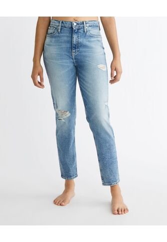 Jean Azul Mom Desgastados Para Mujer Calvin Klein Calvin Klein
