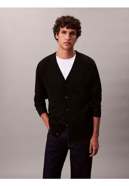 Cárdigan Negro Ligero De Manga Larga En Lana Merino Calvin Klein